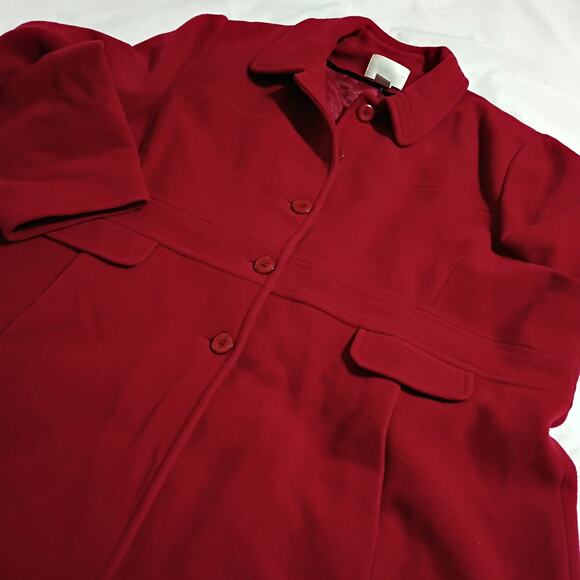Wool Coat 3X Women's Red Worthington Fully Lined Kick-Pleat Plus Size Inclusive - Picture 2 of 11